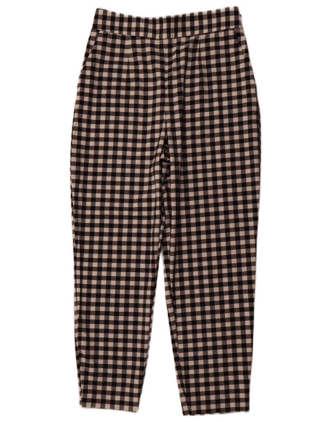 ZARA Damen Tapered Chino Hose Medium W28 L26 Schwarz Gingham Polyester