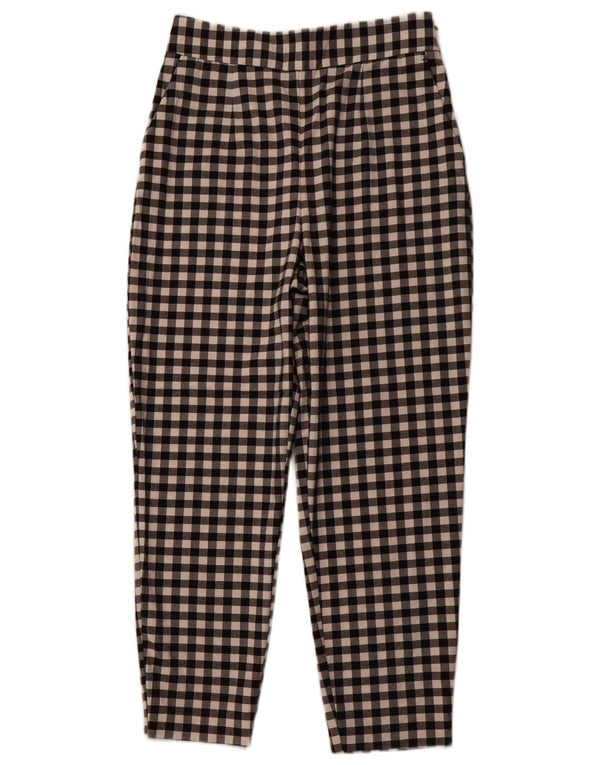 ZARA Damen Tapered Chino Hose Medium W28 L26 Schwarz Gingham Polyester