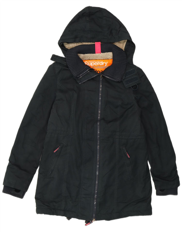 Superdry Damen The Windparka Parka Jacke UK 16 Large Schwarz Polyester