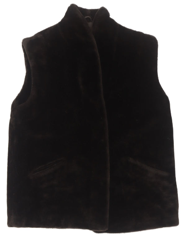 Easy Damen Übergroße Kunstpelzweste UK 16 Large Schwarz Acryl