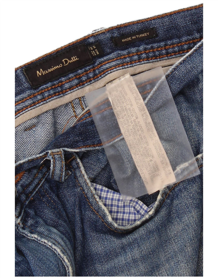 Massimo Dutti Herren Distressed Straight Jeans EU 42 Large W32 L29 Blau