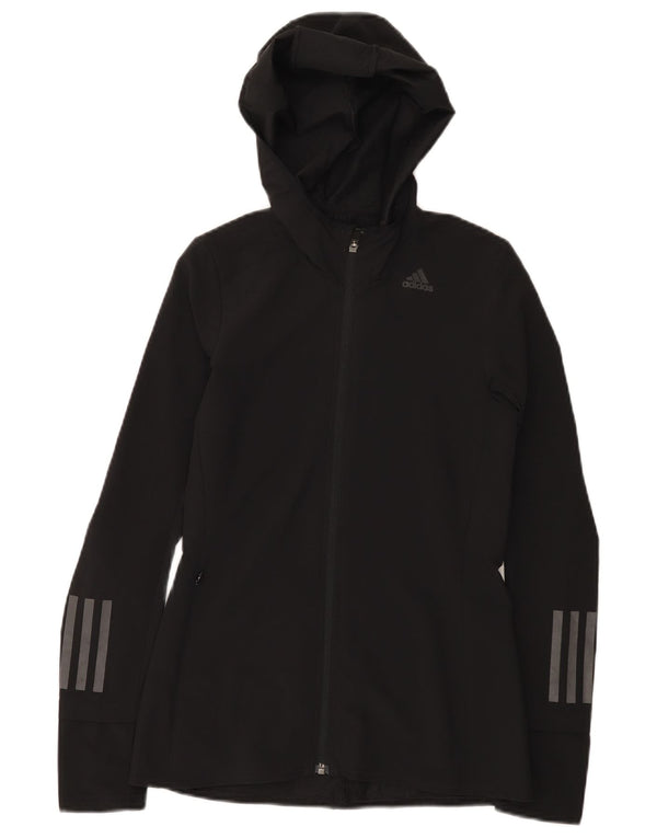Adidas Damen-Trainingsanzug mit Kapuze, Top-Jacke, UK 0/2 2XS, schwarzes Polyester