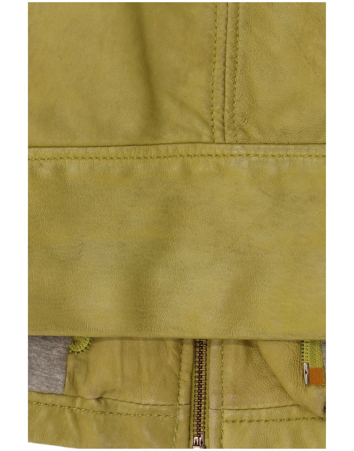 Freaky Nation Damen Lederjacke UK 10 Small Grünes Leder
