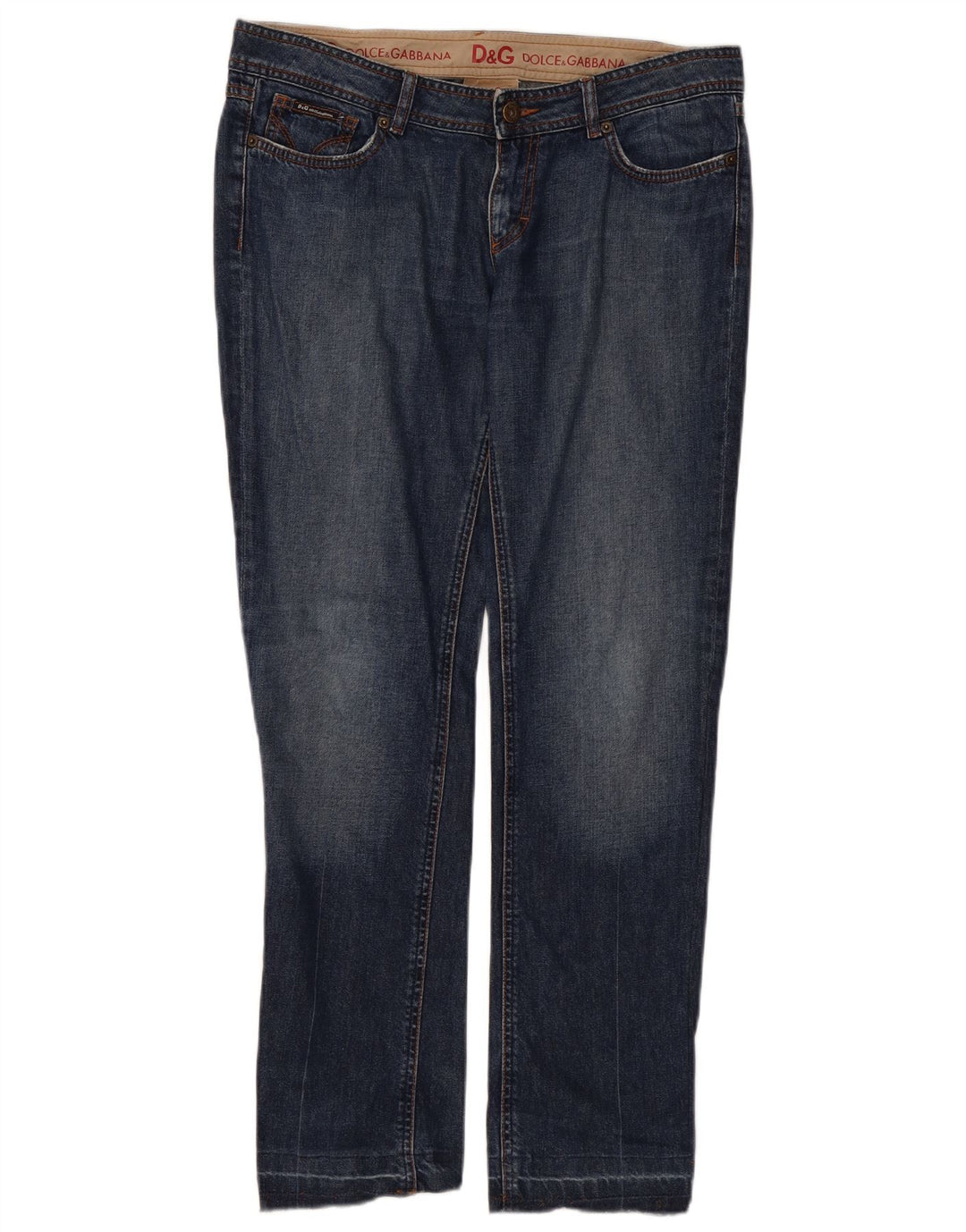DOLCE & GABBANA Damen Bootcut-Jeans mit enger Passform und niedriger Taille, W34, L30, Blau