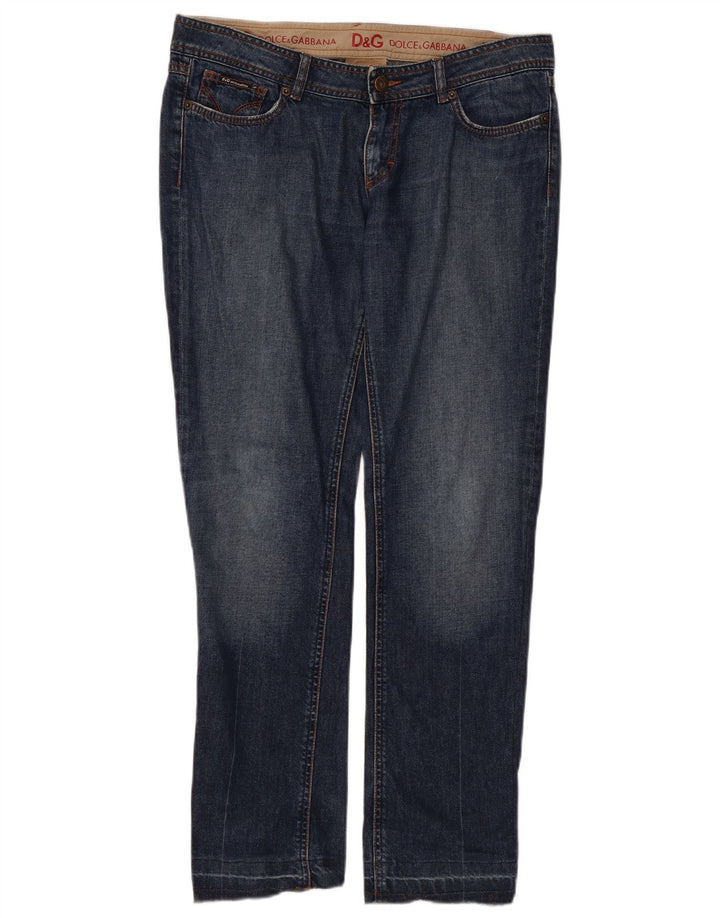 DOLCE & GABBANA Damen Bootcut-Jeans mit enger Passform und niedriger Taille, W34, L30, Blau