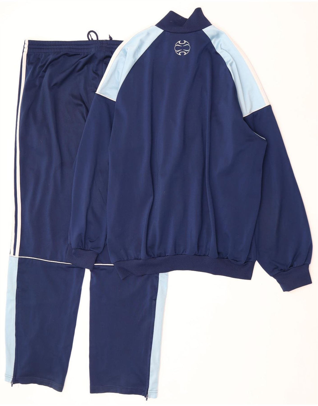 Adidas Herren-Trainingsanzug, UK, Größe 42/44, groß, marineblau, Farbblock-Polyester