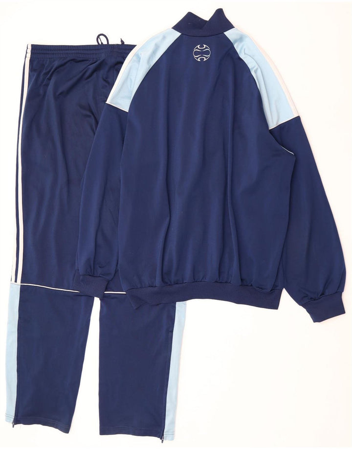 Adidas Herren-Trainingsanzug, UK, Größe 42/44, groß, marineblau, Farbblock-Polyester