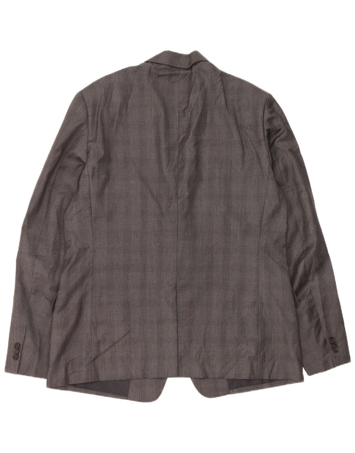 Prada Herren 2-Knopf-Blazerjacke IT 56 2XL Grau karierte Viskose