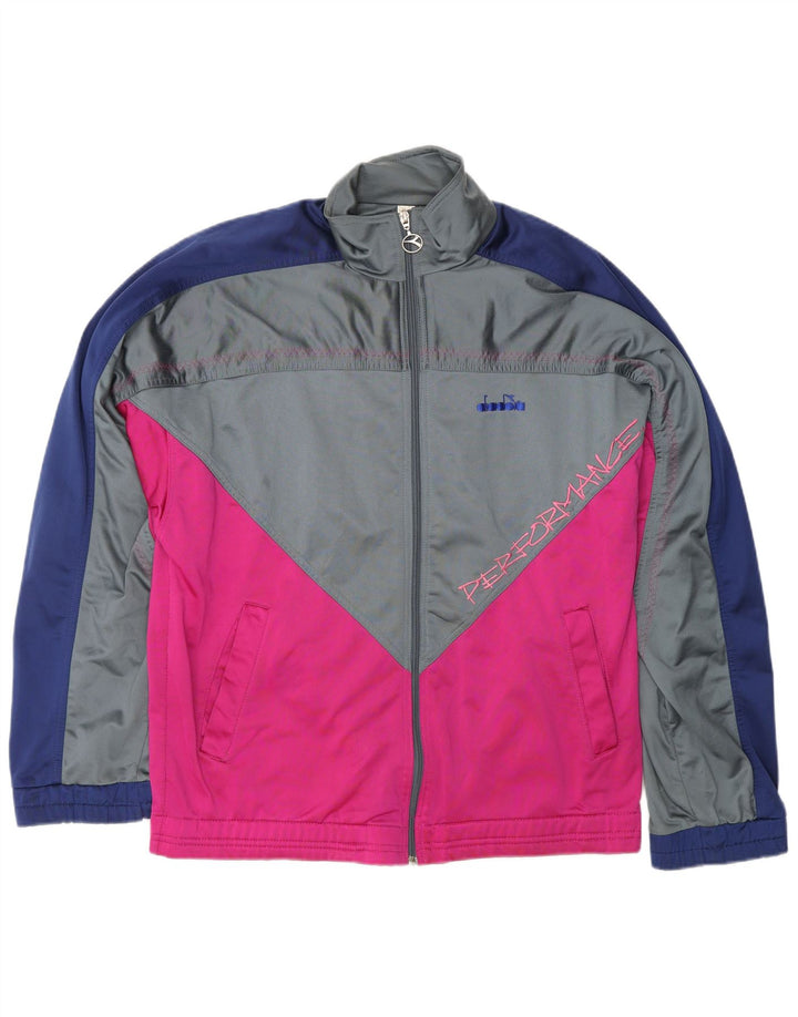 DIADORA Herren-Trainingsanzugoberteil mit Grafik, UK 42, Größe L, Grau, Farbblock