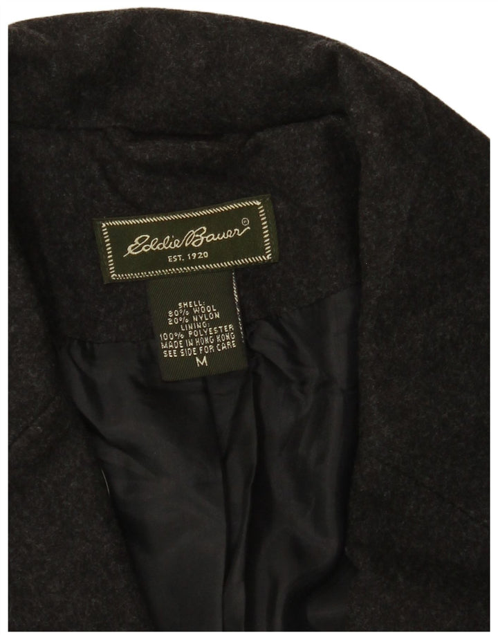 EDDIE BAUER Damen 3-Knopf-Blazerjacke UK 14 Mittelgraue Wolle