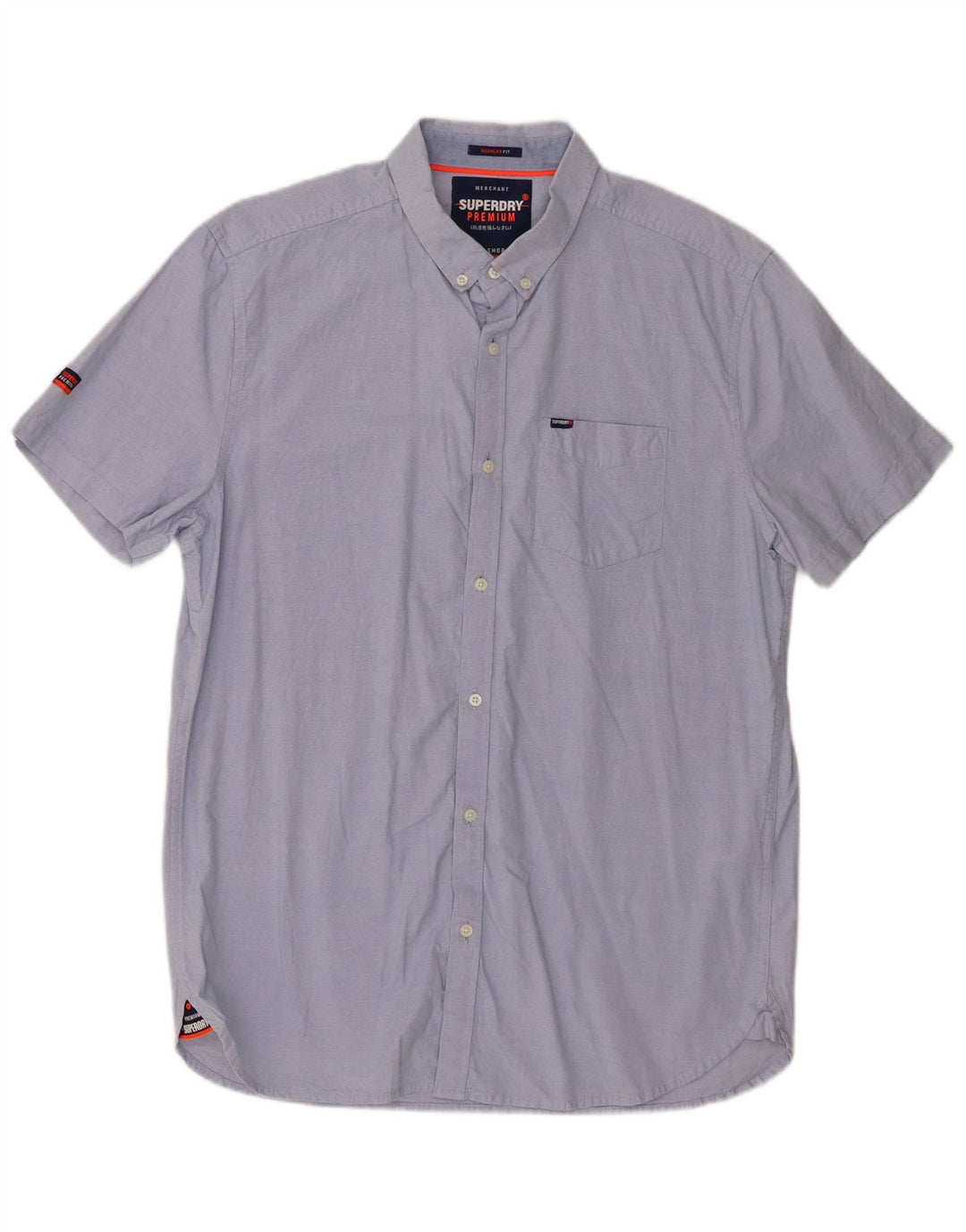 Superdry Herren Kurzarm-Hemd mit normaler Passform, XL, Blau, Baumwolle