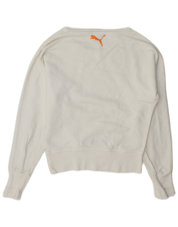 Puma Damen Graphic Sweatshirt Pullover UK 6 XS Weiß