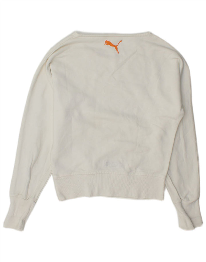 Puma Damen Graphic Sweatshirt Pullover UK 6 XS Weiß