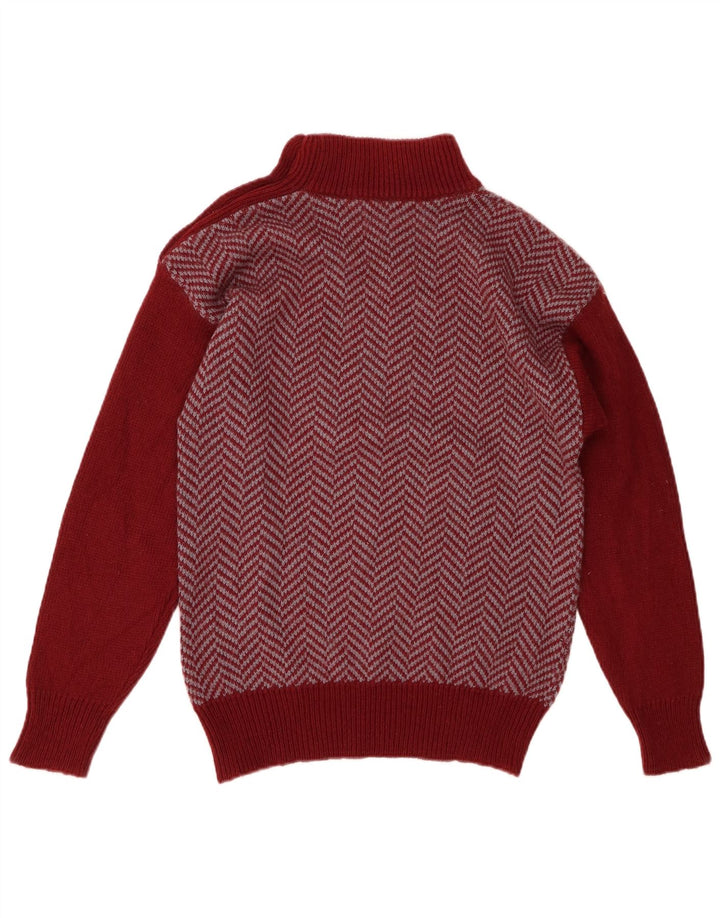 Vintage Damen Pullover mit Knopfkragen, UK 12, Mittelrot, Acryl