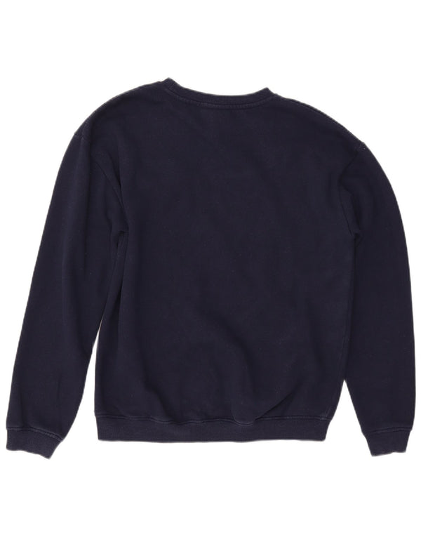 ELLESSE Damen Grafik-Sweatshirt-Pullover UK 12 Medium Marineblau Baumwolle