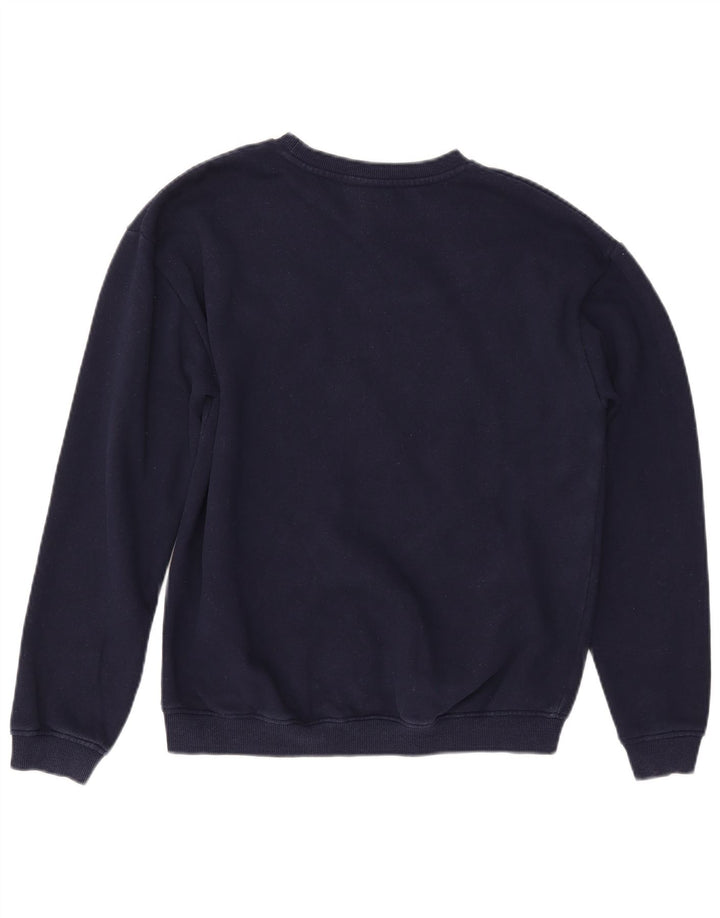 ELLESSE Damen Grafik-Sweatshirt-Pullover UK 12 Medium Marineblau Baumwolle