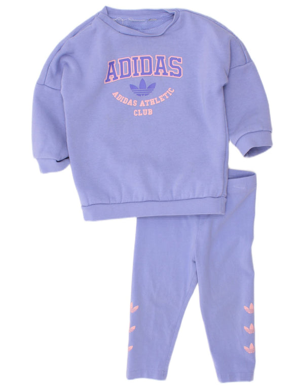 Adidas Baby-Mädchen-Trainingsanzug mit Grafik, 9–12 Monate, lila Baumwolle