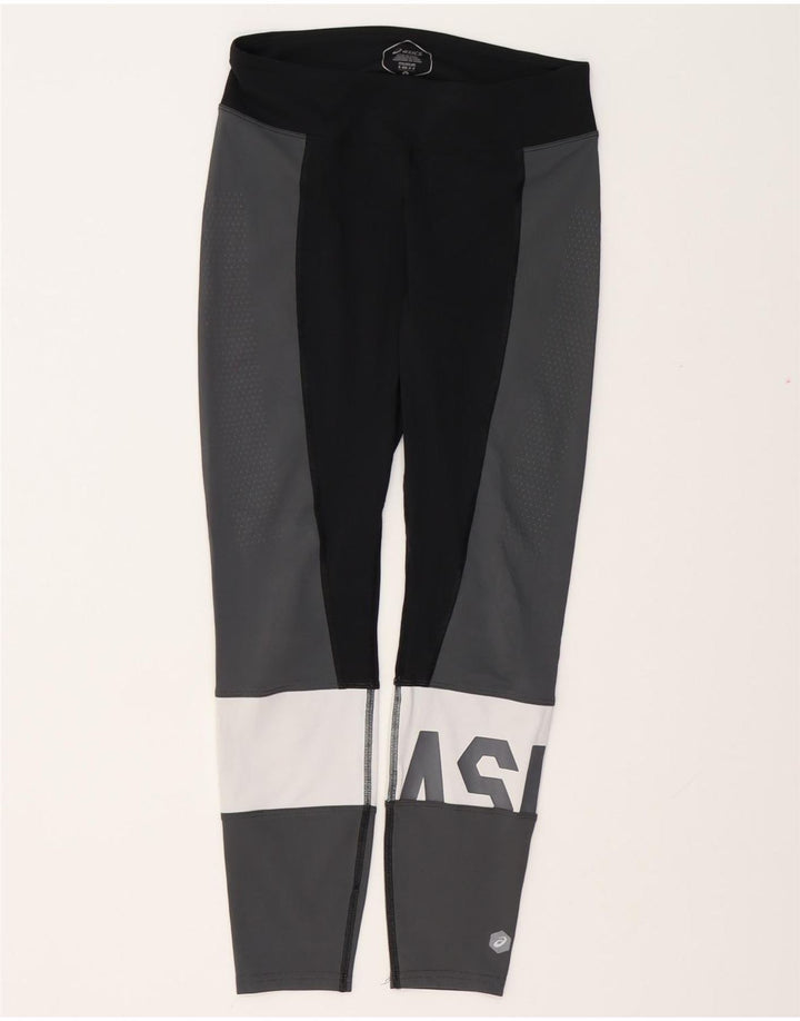 ASICS Damen Graphic Leggings UK 10 Small Grau Farbblock