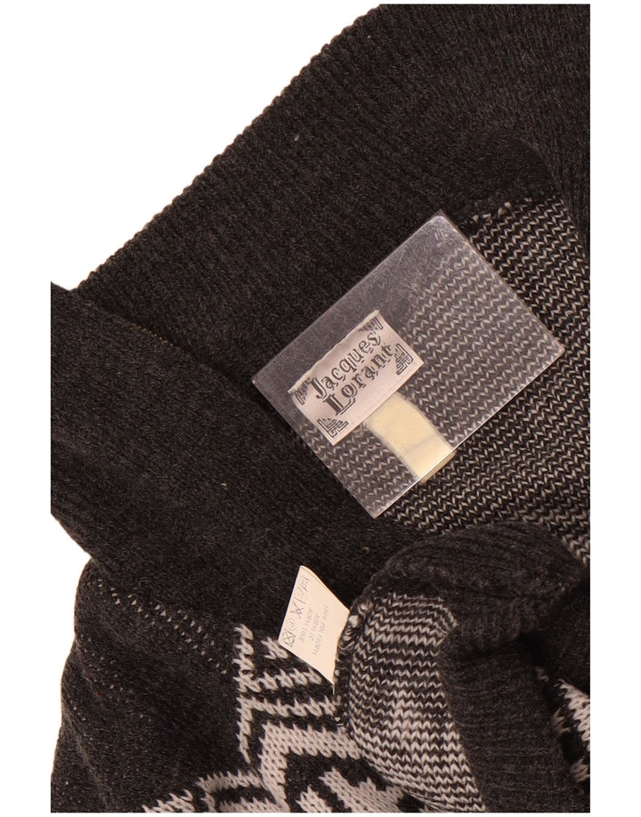 Jacques Lorant Herren-Pullover mit Reißverschluss am Hals, Größe L, Grau, Fair Isle