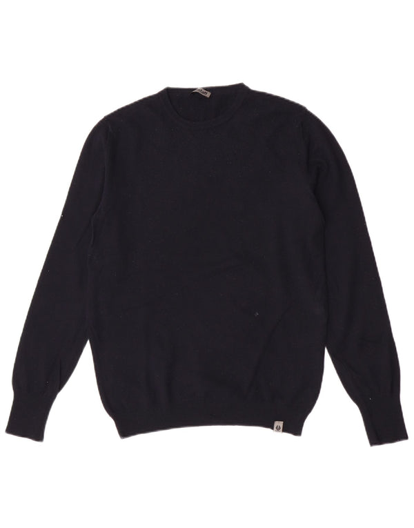 Belstaff Damen-Pullover mit Rundhalsausschnitt, UK 10, Größe S, marineblaue Schurwolle