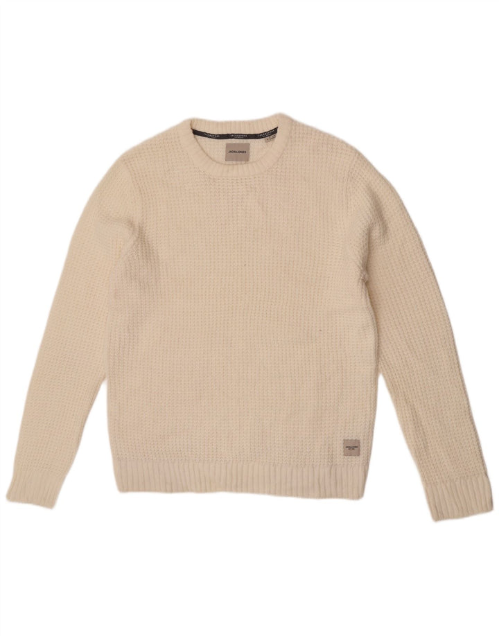 Jack & Jones Herren-Pullover mit Rundhalsausschnitt, Größe L, Acryl, Weiß