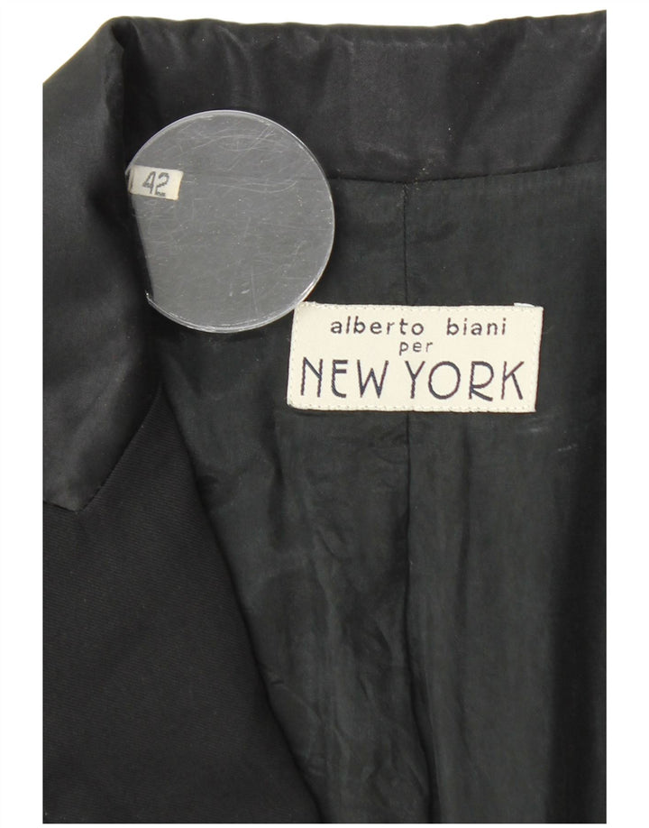Alberto Biani Damen 1-Knopf-Blazerjacke IT 42 Mittelschwarz
