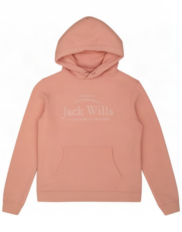 Jack Wills Damen-Kapuzenpullover mit Grafik, UK 12, mittelrosa, Baumwolle