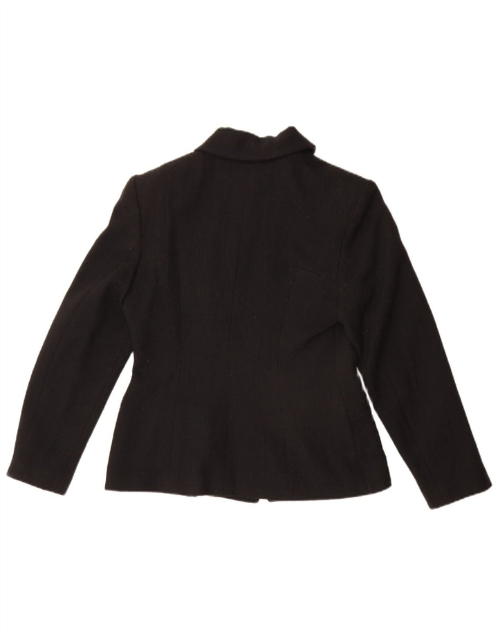 Vintage Damen Blazerjacke mit durchgehendem Reißverschluss IT 42 Mittelschwarzes Polyester