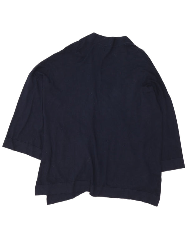 Zara Womens Oversized 3/4 Sleeve Cardigan Sweater UK 16 Large Navy Blue