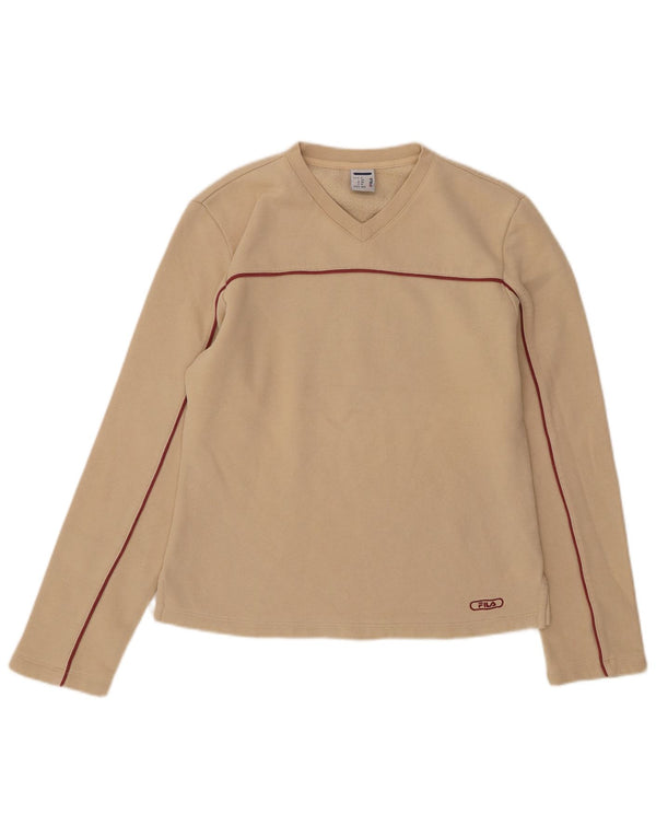 FILA Damen Sweatshirt Pullover UK 14 Mittelbeige Baumwolle