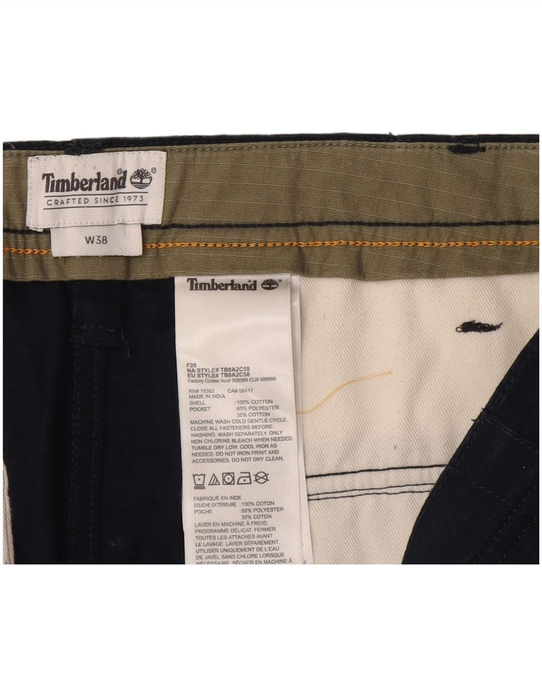 TIMBERLAND Herren Cargo Shorts W38 XL Marineblau Baumwolle