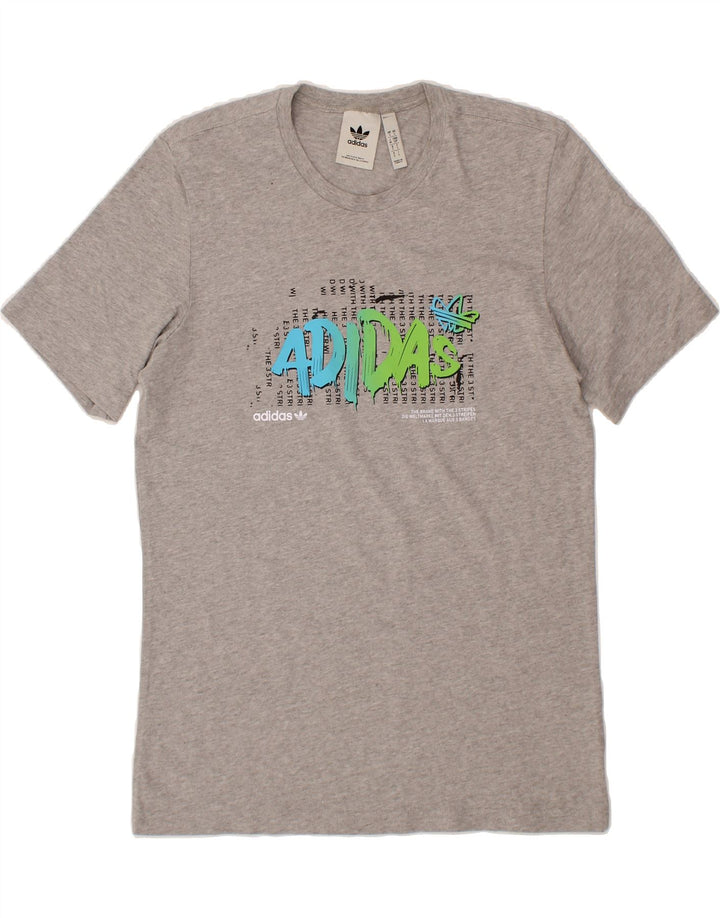 ADIDAS Mens Graphic T-Shirt Top Small Grey Cotton Vintage Adidas and Second-Hand Adidas from Messina Hembry 
