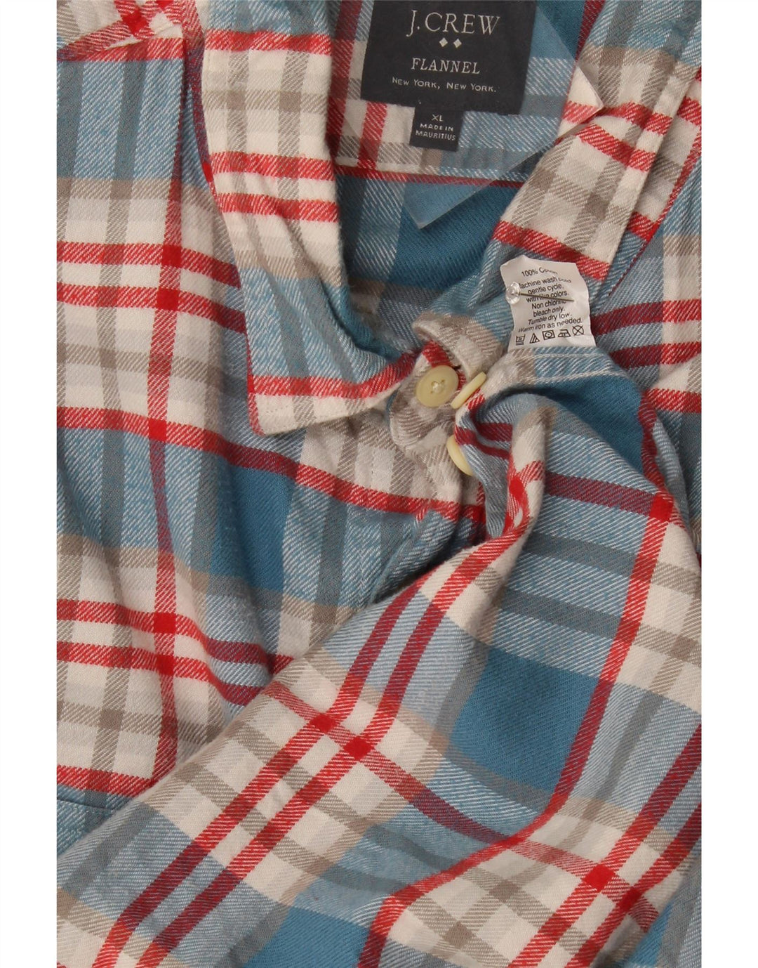 J. Crew Herren-Flanellhemd XL, blau karierte Baumwolle