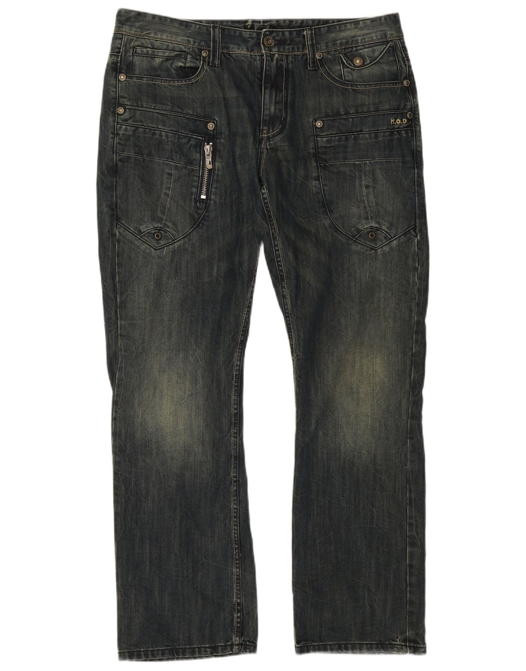 Vintage Herren Cargo Straight Jeans W36 L32 Marineblaue Baumwolle