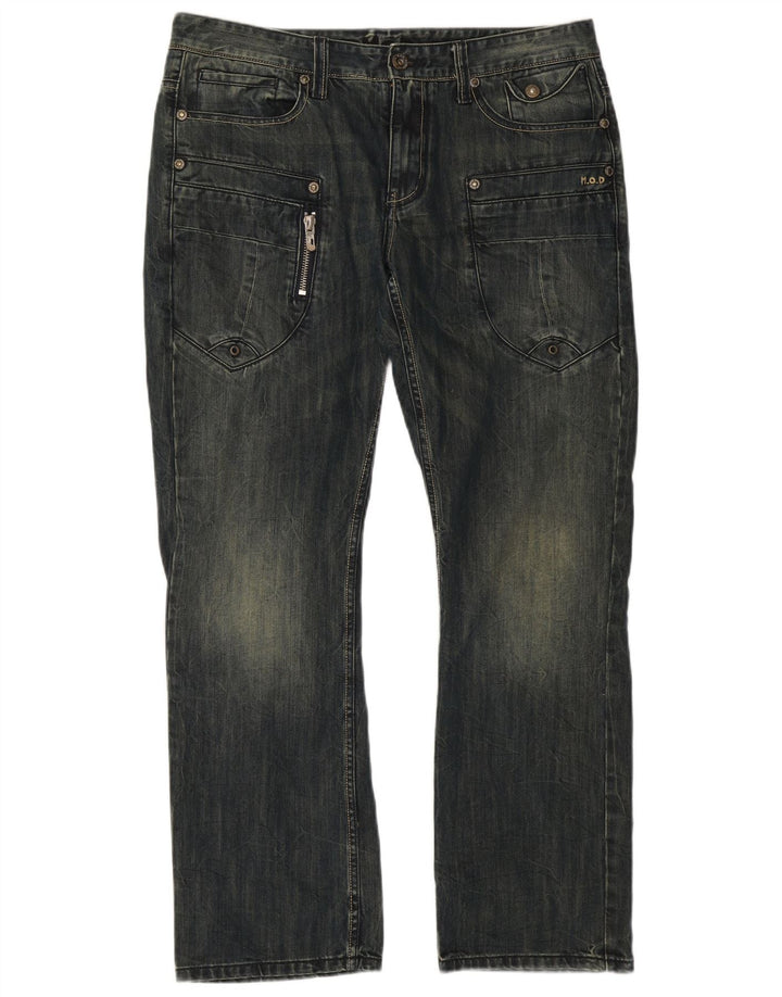 Vintage Herren Cargo Straight Jeans W36 L32 Marineblaue Baumwolle