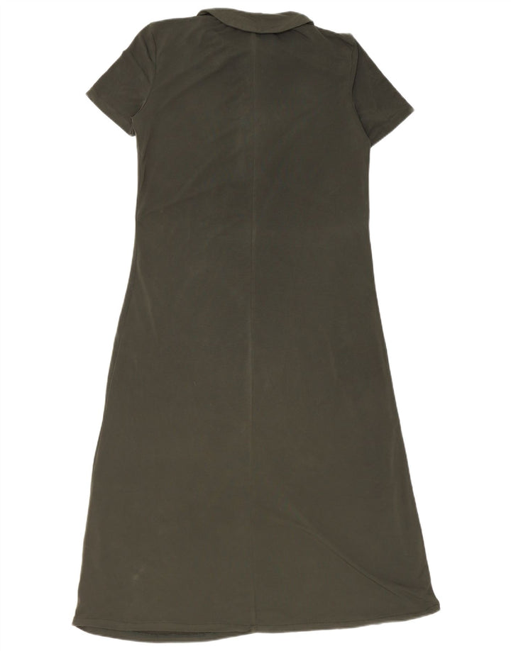 ZARA Damen Polokleid UK 12 Mittelgrün
