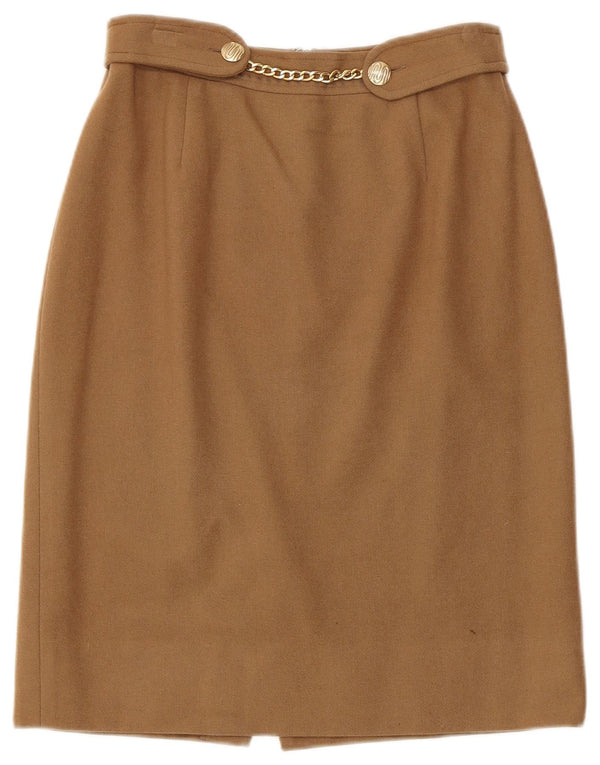 Gianfrediani Damen Bleistiftrock mit hoher Taille IT 44 Medium W26 Beige Kaschmir