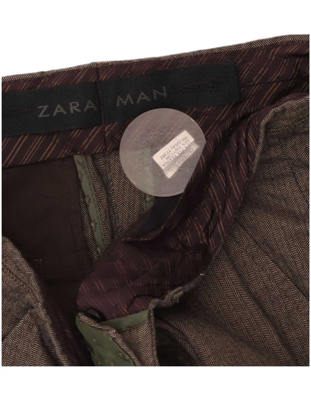 Gerade Anzughose für Herren von Zara, W36, L31, graue Herringbone-Baumwolle