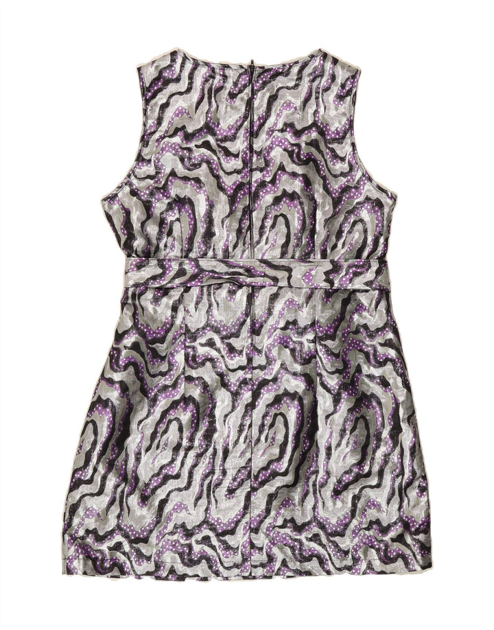 VINTAGE Womens Abstract Pattern Sleeveless Sheath Dress UK 14 Large Silver Vintage Vintage and Second-Hand Vintage from Messina Hembry 