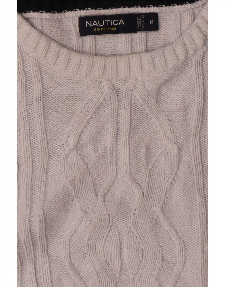 Nautica Herren-Pullover mit U-Boot-Ausschnitt, mittelweiße Baumwolle