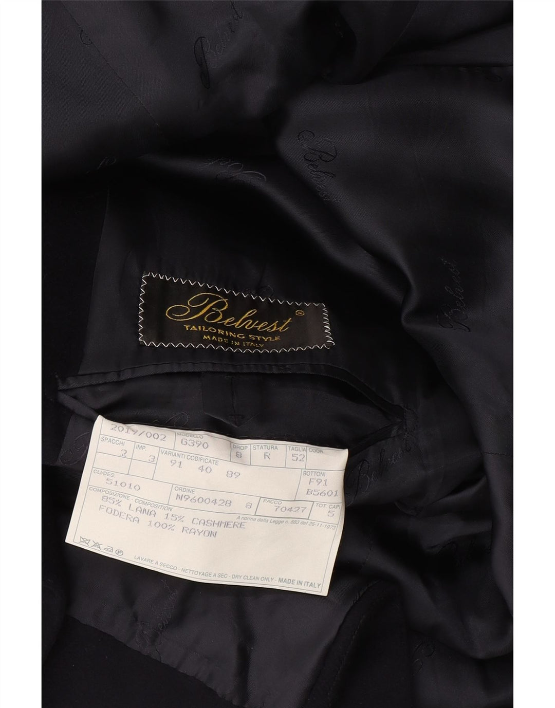 BELVEST Zweireihiger Herren-Blazer IT 52 XL aus marineblauer Wolle