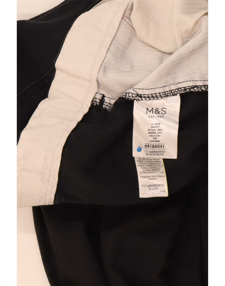 Marks & Spencer Herren gerade Chinohose W36 L33 schwarze Baumwolle