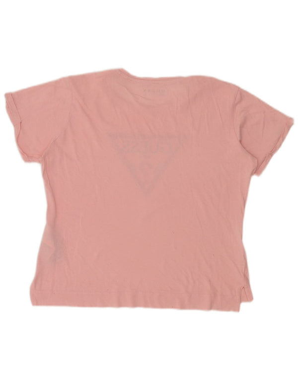 Guess Übergroßes Grafik-T-Shirt-Oberteil für Damen, UK 8, Größe S, Rosa, Baumwolle