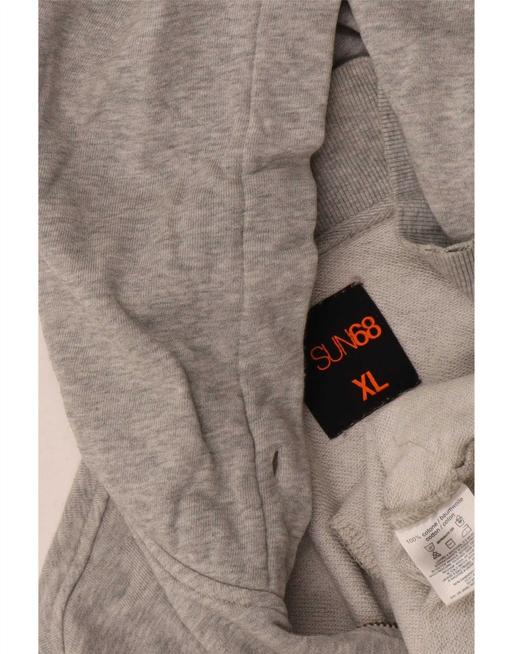 Sun68 Herren-Kapuzenpullover mit Reißverschluss, XL, graue Baumwolle