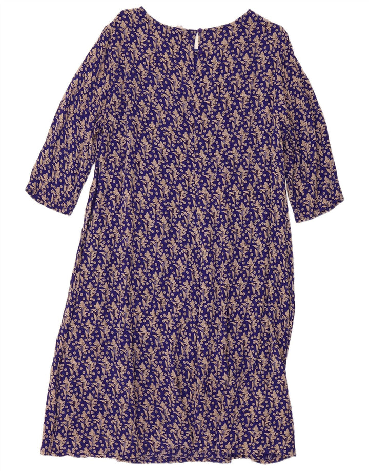 WHITE STUFF Womens 3/4 Sleeve Basic Dress UK 18 XL Blue Floral Viscose