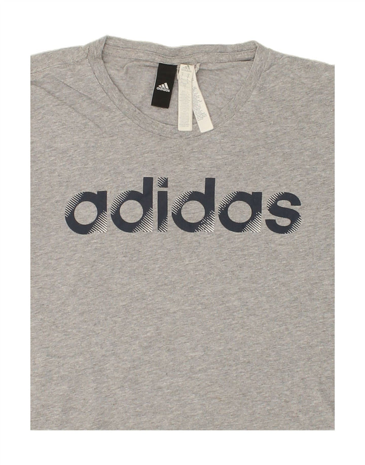 ADIDAS Mens Graphic T-Shirt Top Medium Grey Cotton Vintage Adidas and Second-Hand Adidas from Messina Hembry 
