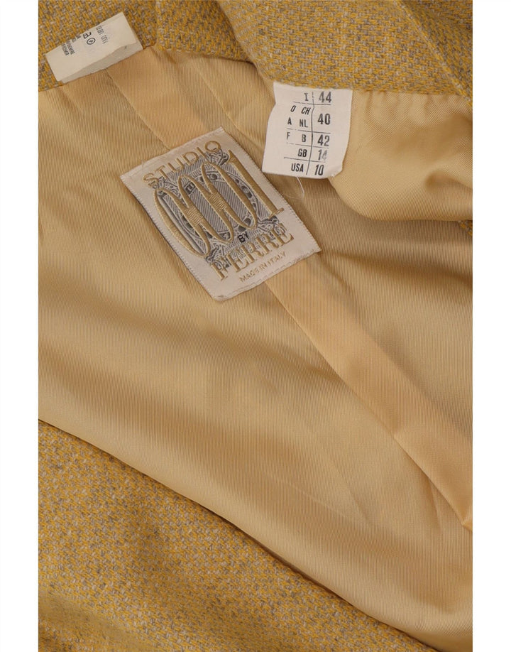 FERRE Womens 1 Button 2 Piece Skirt Set UK 14 Medium W28  Yellow Wool
