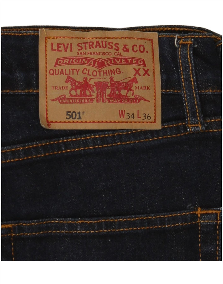 LEVI'S Herren 501 Straight Jeans W34 L27 Marineblaue Baumwolle