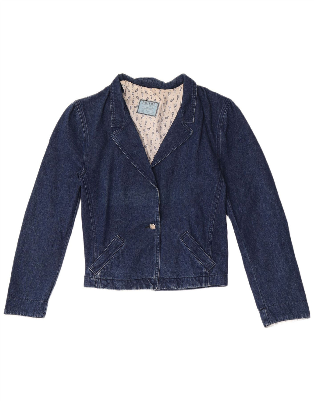 Prisma Damen-Jeansblazer mit 1 Knopf, Größe UK 12, mittelmarineblau, Baumwolle