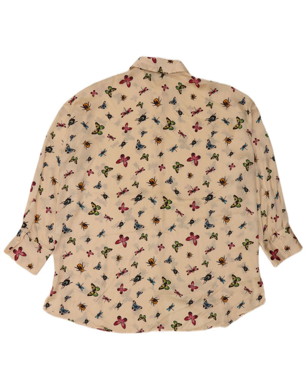 Zara Damen-Hemdkleid mit 3/4-Ärmeln, übergroß, Gr. 6, XS, Beige mit Tiermuster